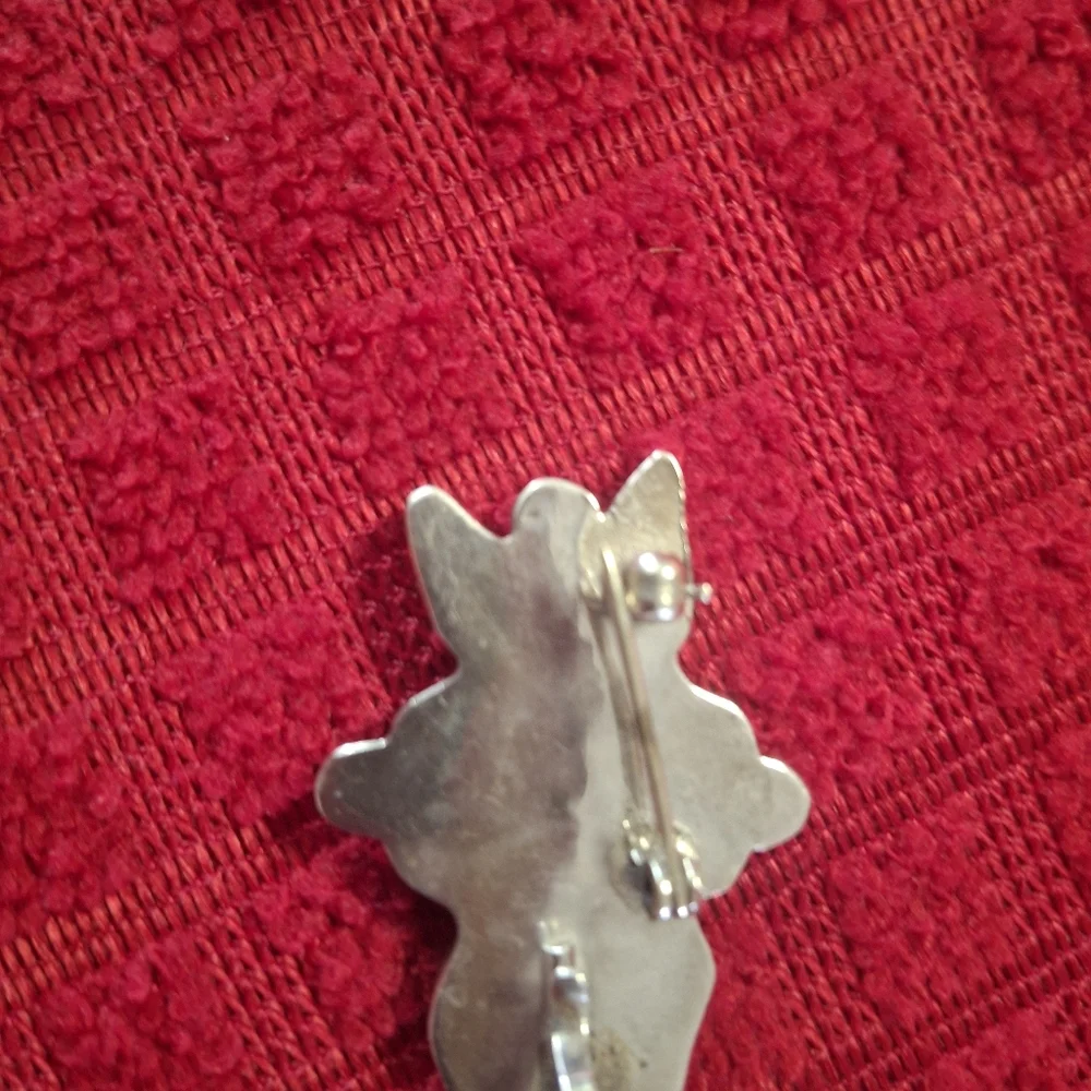 Handcrafted White and Turquoise Flower Pendant And Brooch - Picture 2 of 4